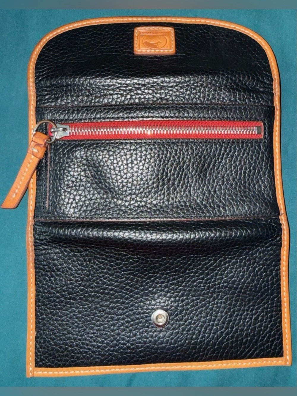 Dooney & Bourke Black with Brown Trim Pebbled Leather Shoulder Bag & Wallet - Picture 13 of 16